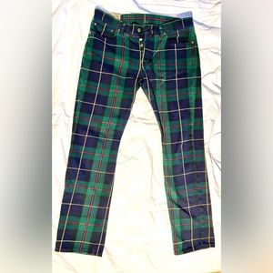 Ralph Lauren plaid cotton jeans, size 33x30.